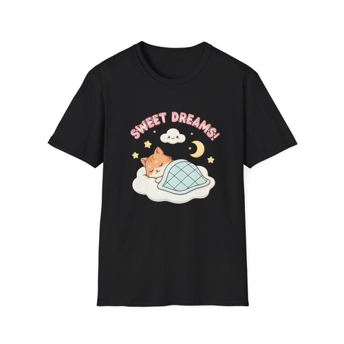 Sweet Dreams Sleeping Shiba Inu T-Shirt, Cute Chaos Humor Nighttime Design