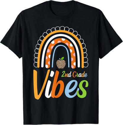 Back To Shcool Boho Rainbow 2nd Grade Teacher & Student T-Shirt Gift for Dad, Mom